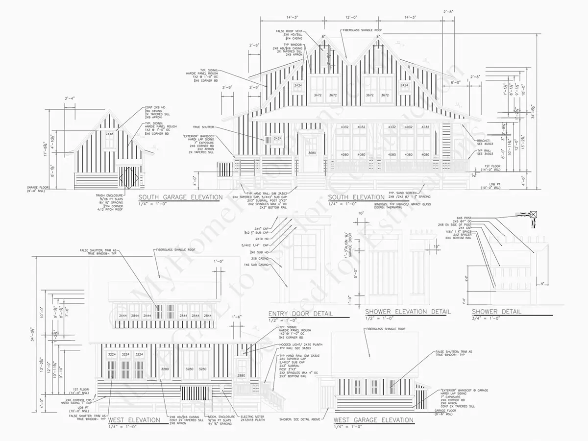 1.5-Story House Plan 2505 ft²: 4 Beds, 4.5 Baths, Open Floor Plan, 2-Car Garage