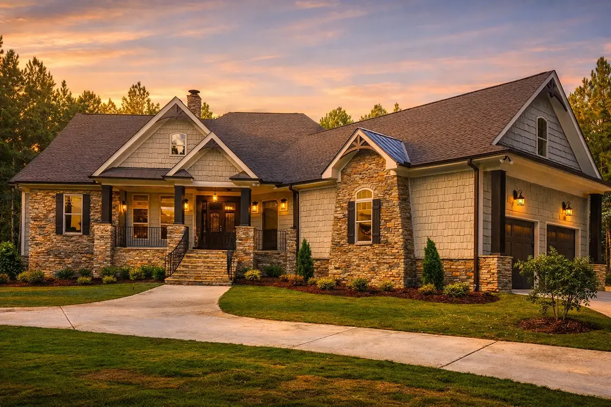 1-Story House Plan 3237 ft²: 4 Beds, Home Office, 3.5 Baths, Open Floor Plan, 2-Car Garage
