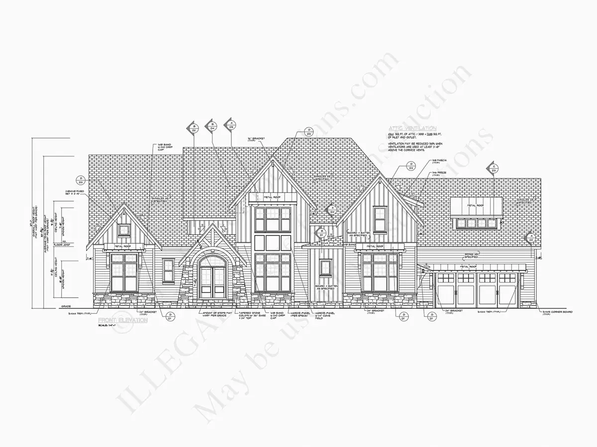 2-Story House Plan 4403 ft²: 4 Beds, Home Office, 4.5 Baths, Open Floor Plan, 4-Car Garage