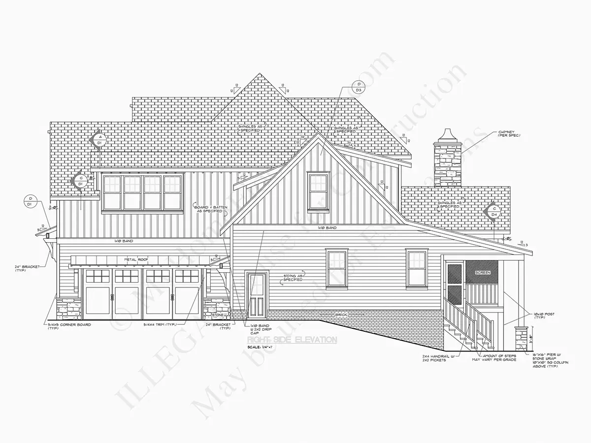 2-Story House Plan 4403 ft²: 4 Beds, Home Office, 4.5 Baths, Open Floor Plan, 4-Car Garage