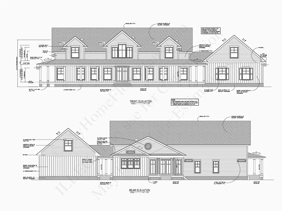 1.5-Story House Plan 3363 ft²: 3 Beds, 3.5 Baths, 3-Car Garage