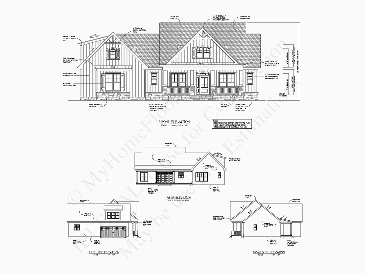 1.5-Story House Plan 1928 ft²: 2 Beds, Home Office, 2 Baths, Open Floor Plan, 2-Car Garage
