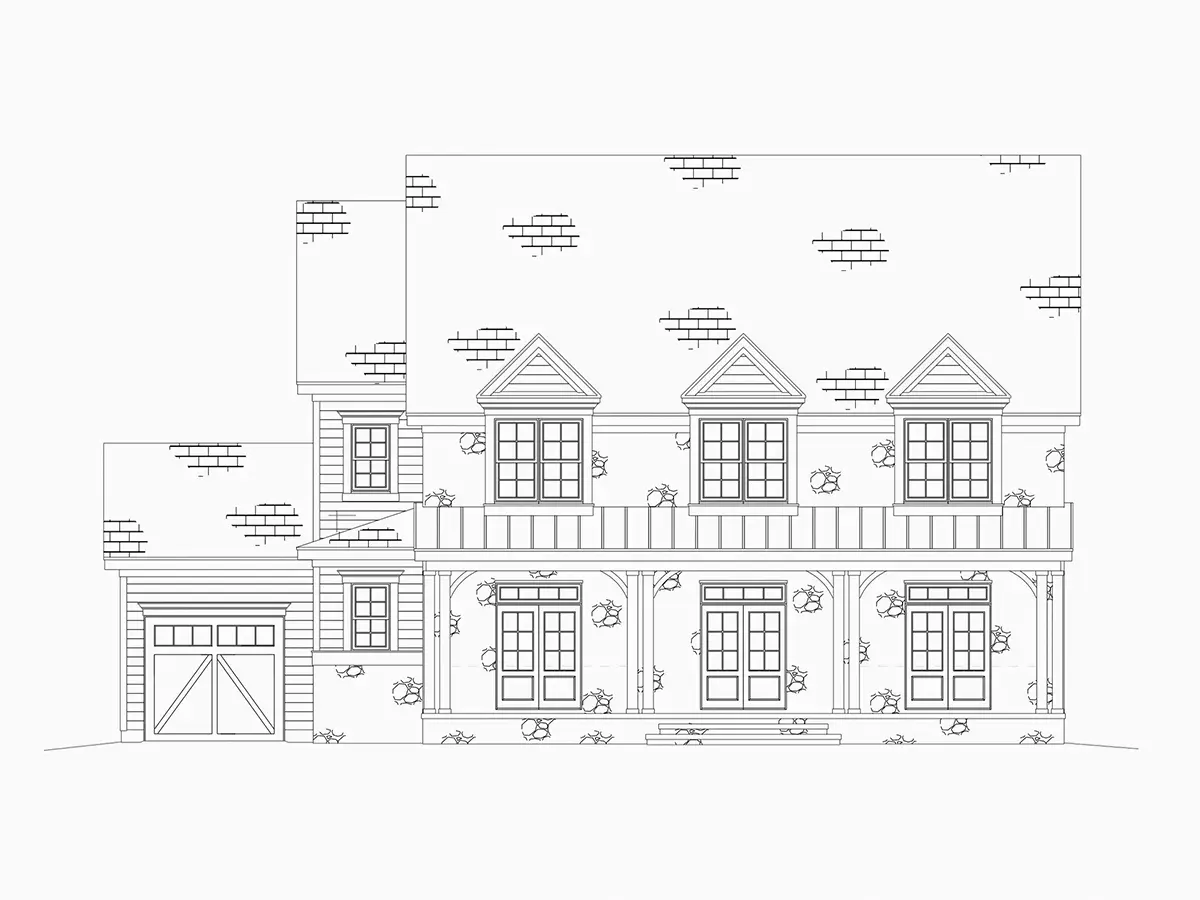 2-Story House Plan 4400 ft²: 5 Beds, Home Office, 5.5 Baths, Open Floor Plan, 3-Car Garage