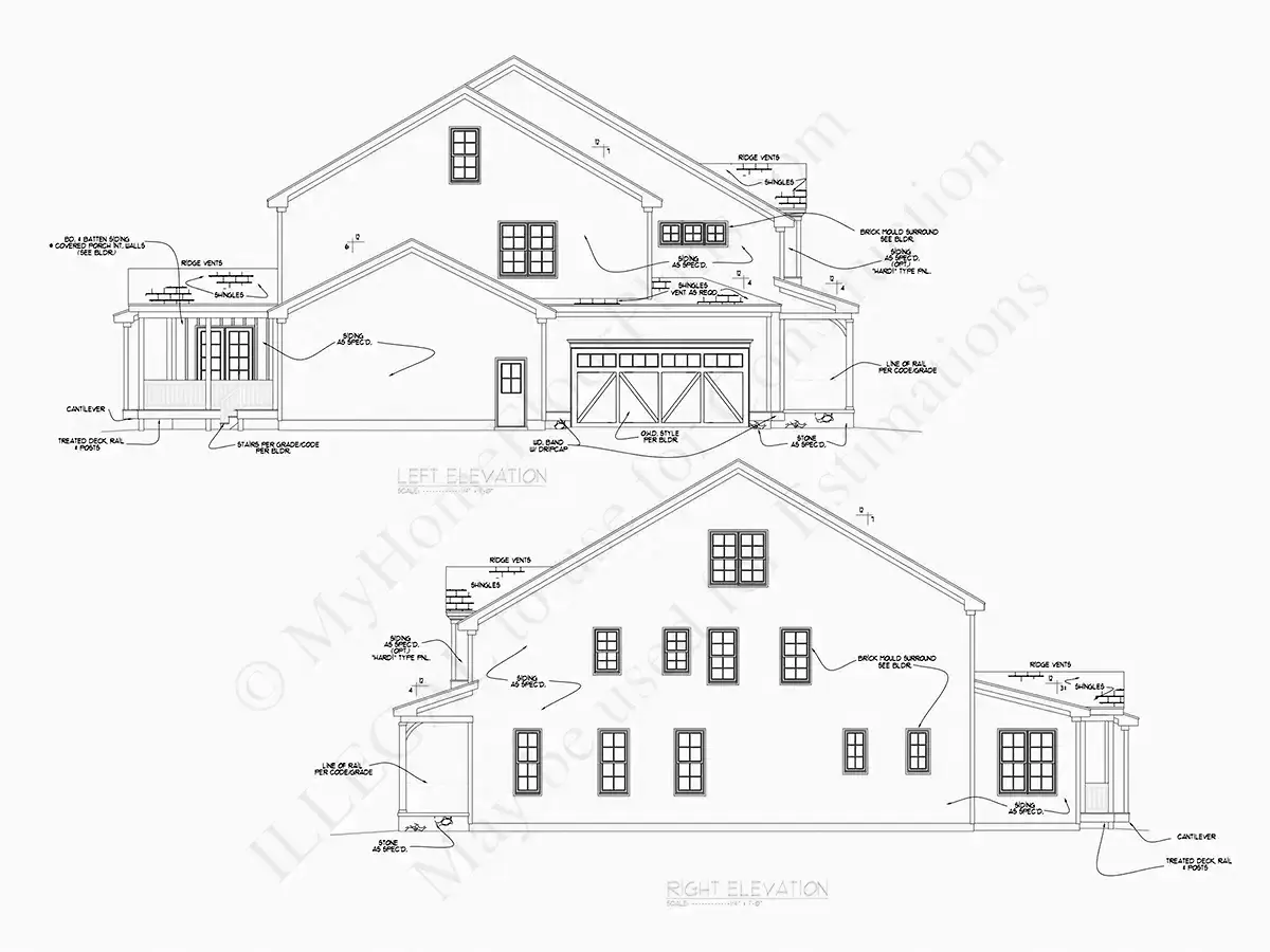 2-Story House Plan 4400 ft²: 5 Beds, Home Office, 5.5 Baths, Open Floor Plan, 3-Car Garage