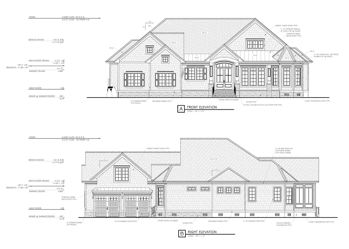 1-Story House Plan 3607 ft²: 3 Beds, 5.5 Baths, Open Floor Plan, 2-Car Garage