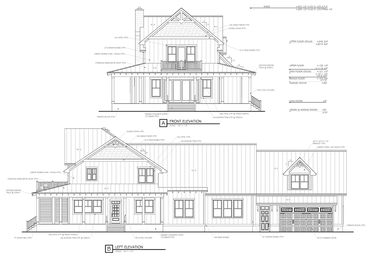 2-Story House Plan 2987 ft²: 3 Beds, Home Office, 5 Baths, Open Floor Plan, 2-Car Garage