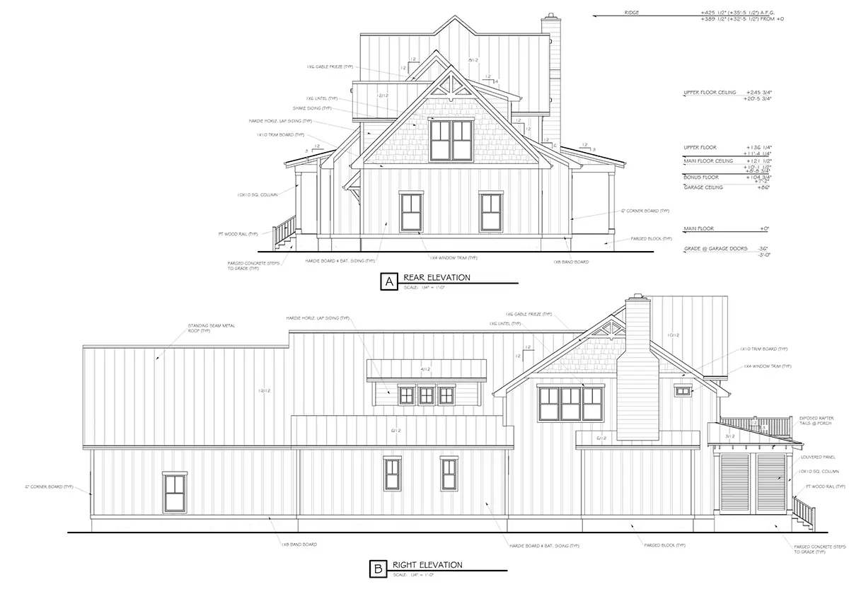 2-Story House Plan 2987 ft²: 3 Beds, Home Office, 5 Baths, Open Floor Plan, 2-Car Garage