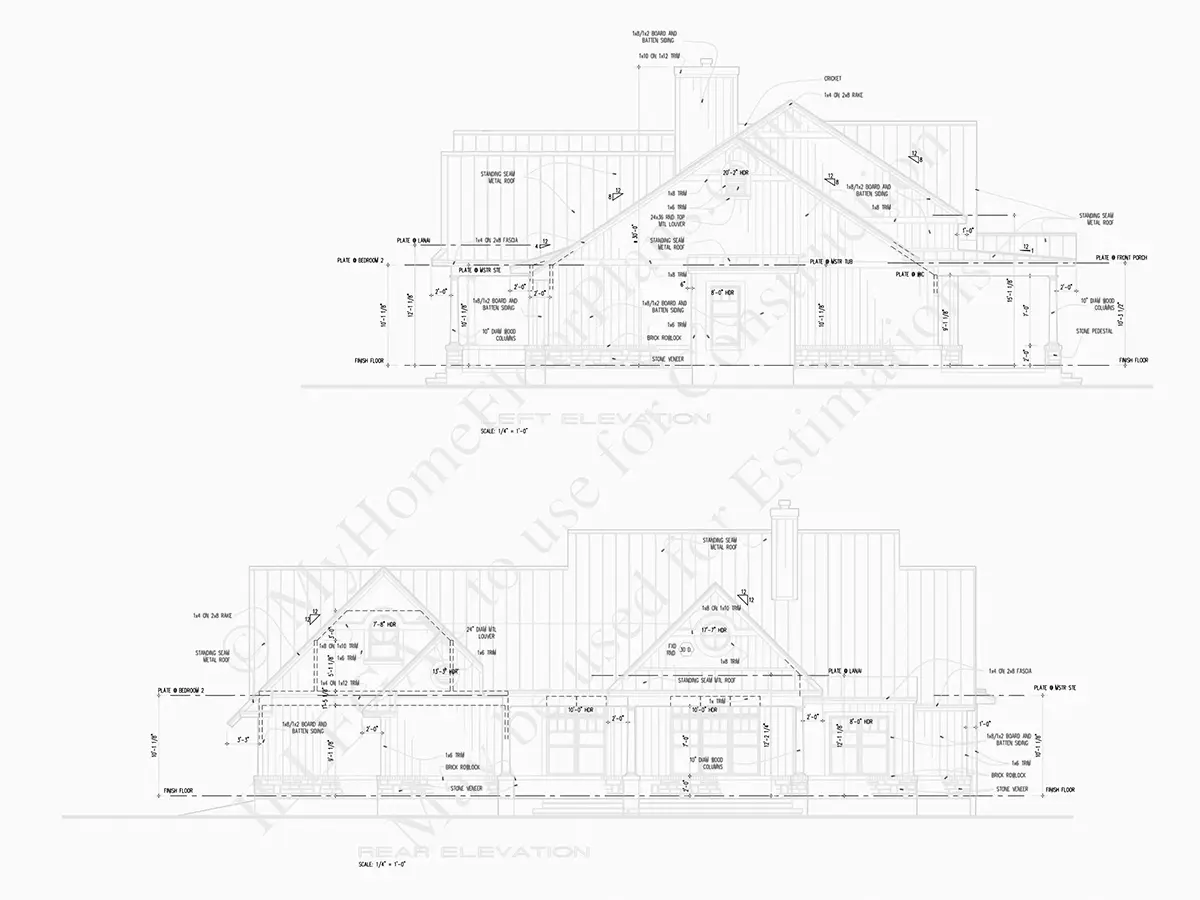 1.5-Story House Plan 2931 ft²: 2 Beds, Home Office, 3.5 Baths, Open Floor Plan, 2-Car Garage