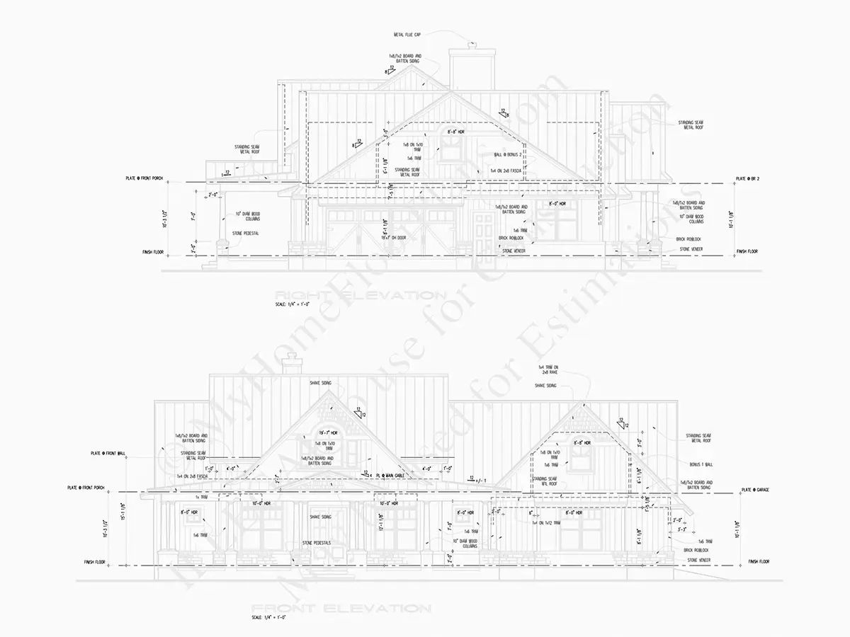 1.5-Story House Plan 2931 ft²: 2 Beds, Home Office, 3.5 Baths, Open Floor Plan, 2-Car Garage
