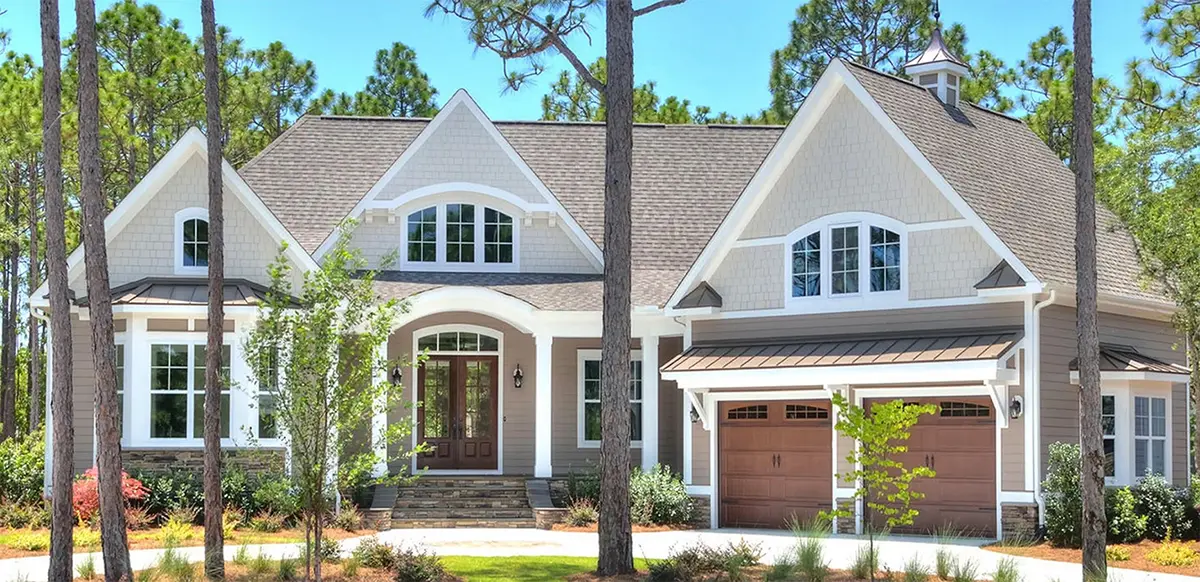 1.5-Story House Plan 3605 ft²: 4 Beds, Home Office, 3.5 Baths, Open Floor Plan, 2-Car Garage