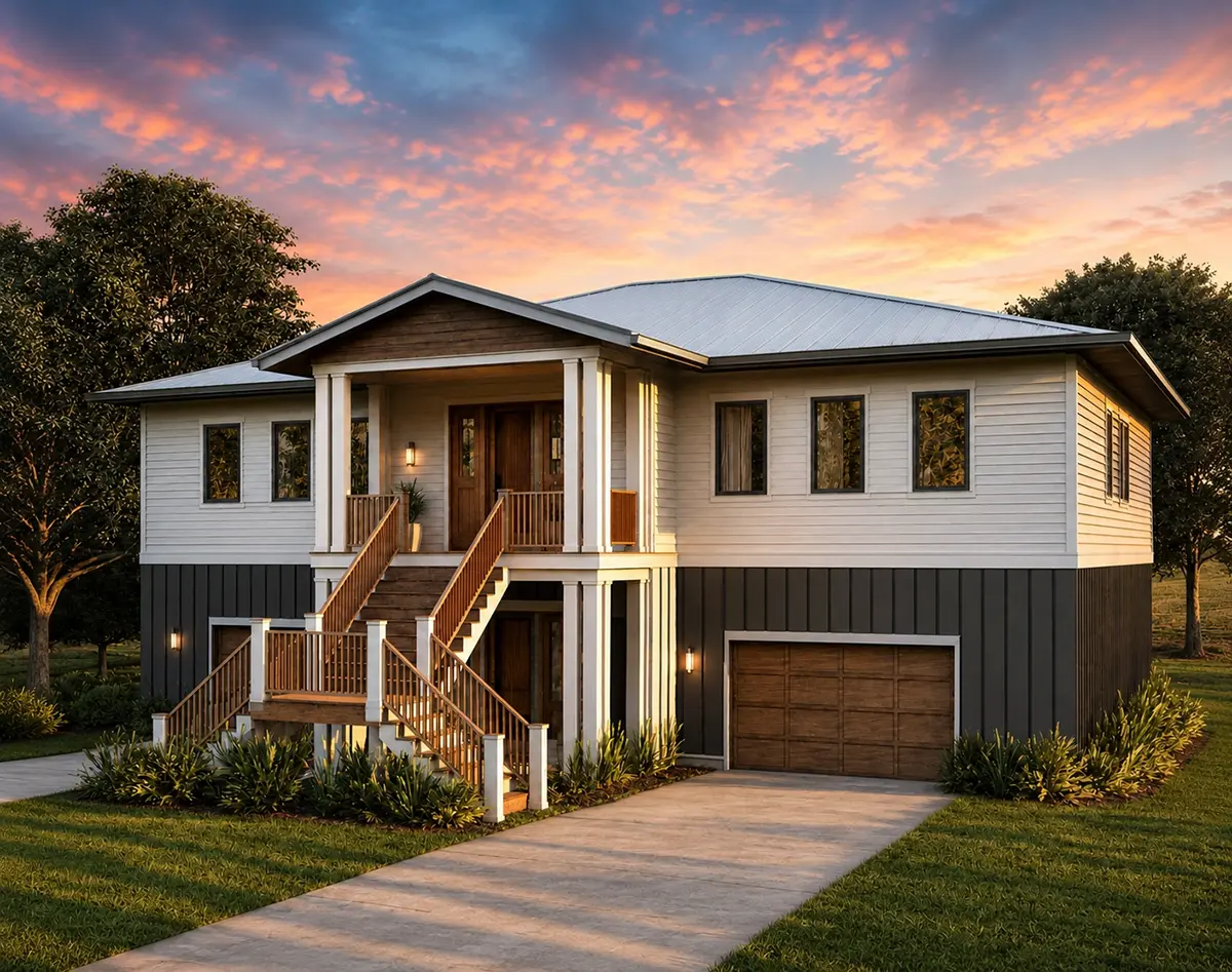 2-Story House Plan 4000 ft²: 4 Beds, Home Office, 5.5 Baths, Open Floor Plan, 2-Car Garage