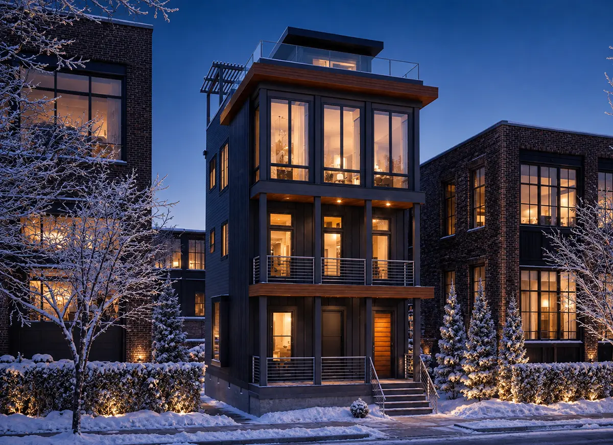 3-Story House Plan 2269 ft²: 3 Beds, Home Office, 2.5 Baths, Open Floor Plan, without Garage