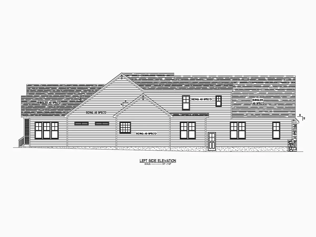 1.5-Story House Plan 3507 ft²: 4 Beds, Home Office, 3.5 Baths, Open Floor Plan, 3-Car Garage