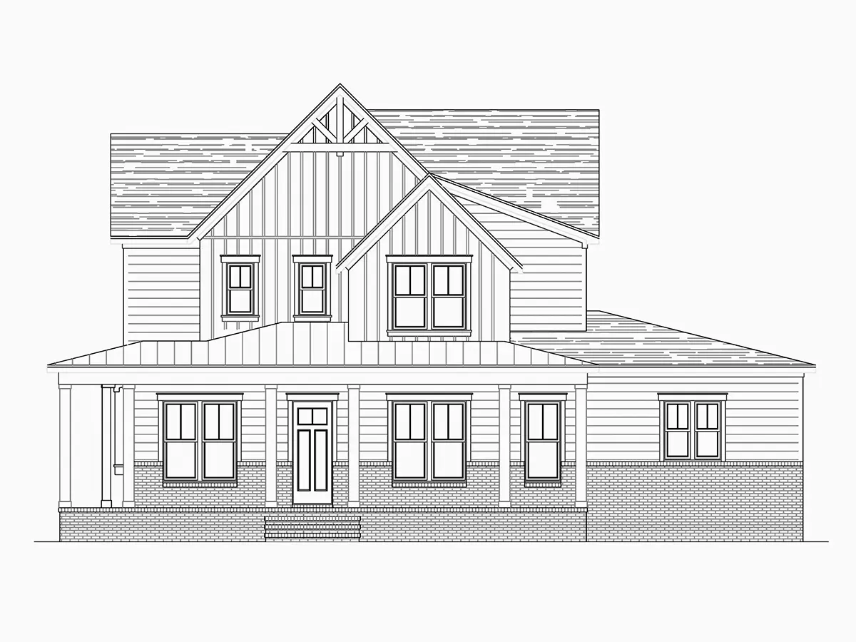 2-Story House Plan 4035 ft²: 4 Beds, Home Office, 5 Baths, Open Floor Plan, 3-Car Garage