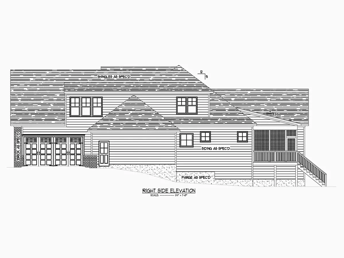 1.5-Story House Plan 3198 ft²: 4 Beds, Home Office, 3.5 Baths, Open Floor Plan, 3-Car Garage