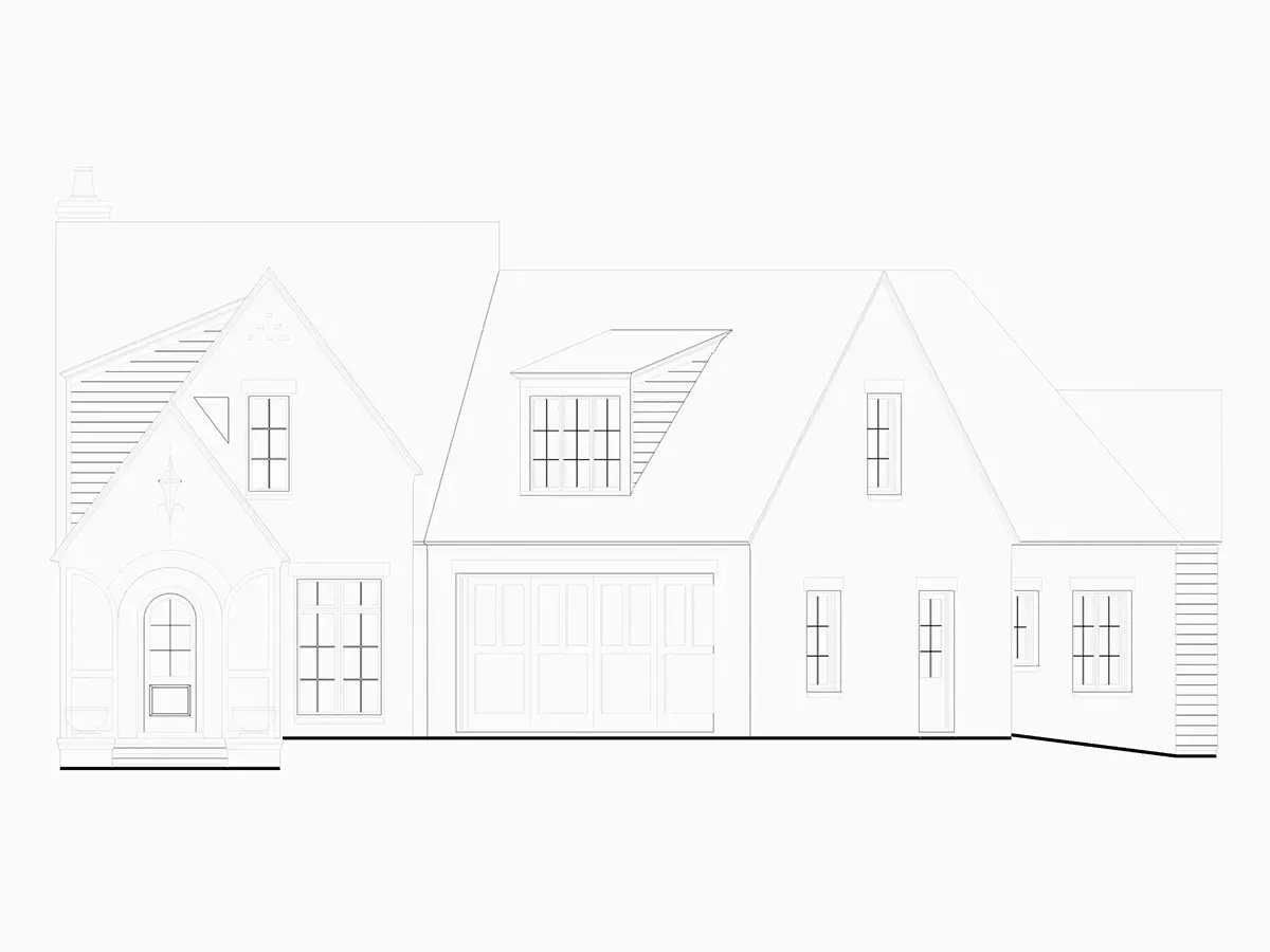 1.5-Story House Plan 3847 ft²: 4 Beds, 4.5 Baths, Open Floor Plan, 2-Car Garage