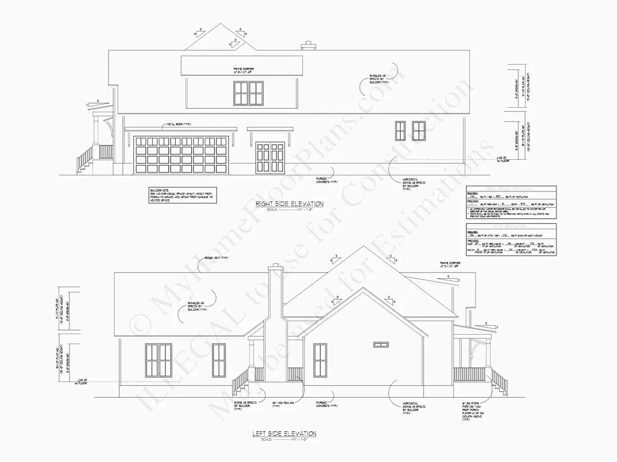 1.5-Story House Plan 3412 ft²: 4 Beds, Home Office, 3.5 Baths, Open Floor Plan, 2-Car Garage