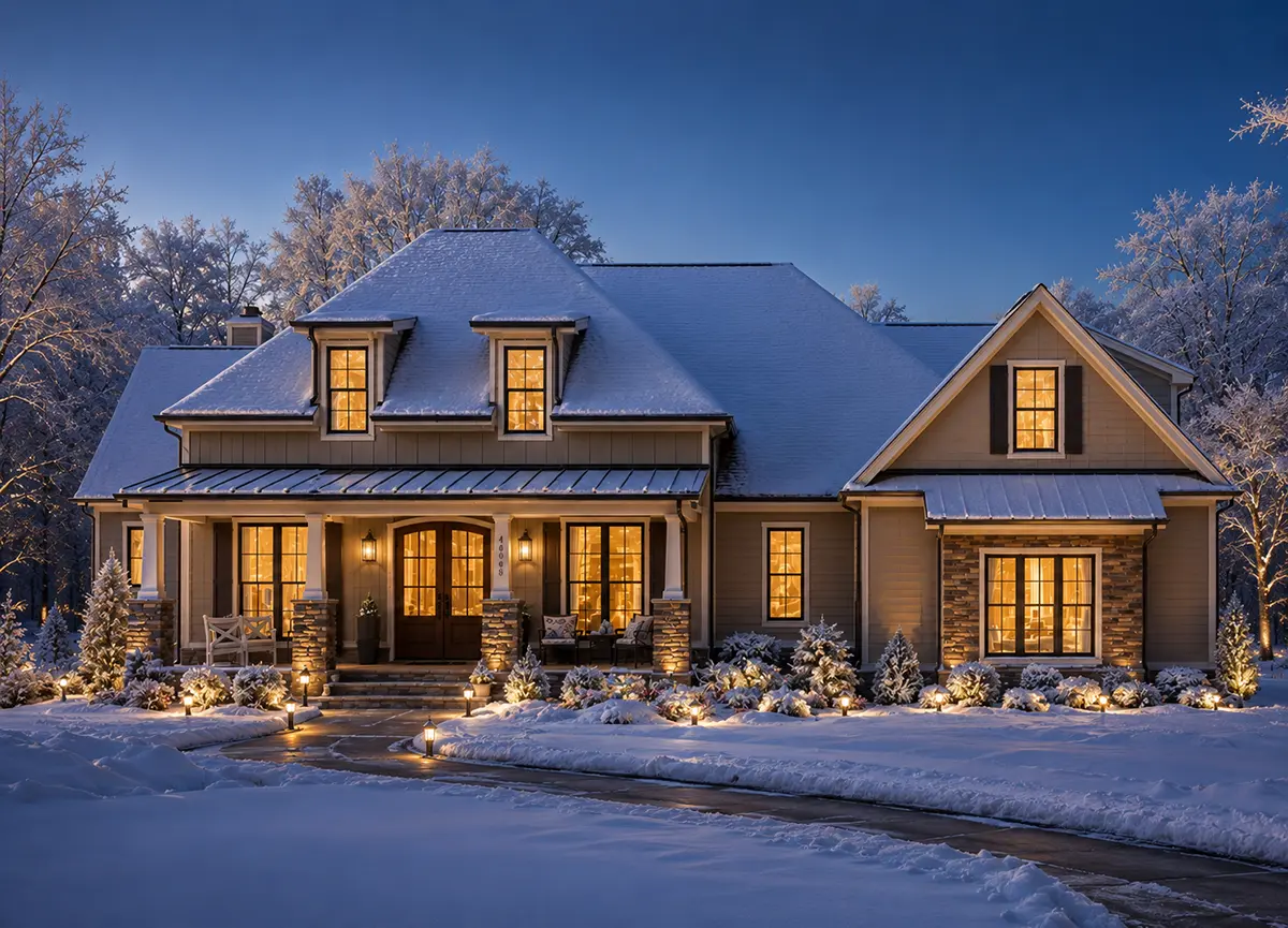 1.5-Story House Plan 3412 ft²: 4 Beds, Home Office, 3.5 Baths, Open Floor Plan, 2-Car Garage