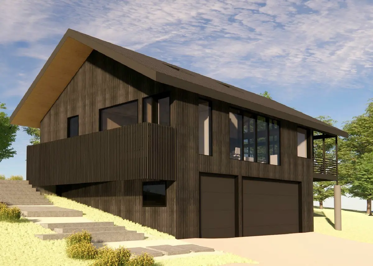 2-Story House Plan 1216 ft²: 2 Beds, 2 Baths, Open Floor Plan, 3-Car Garage