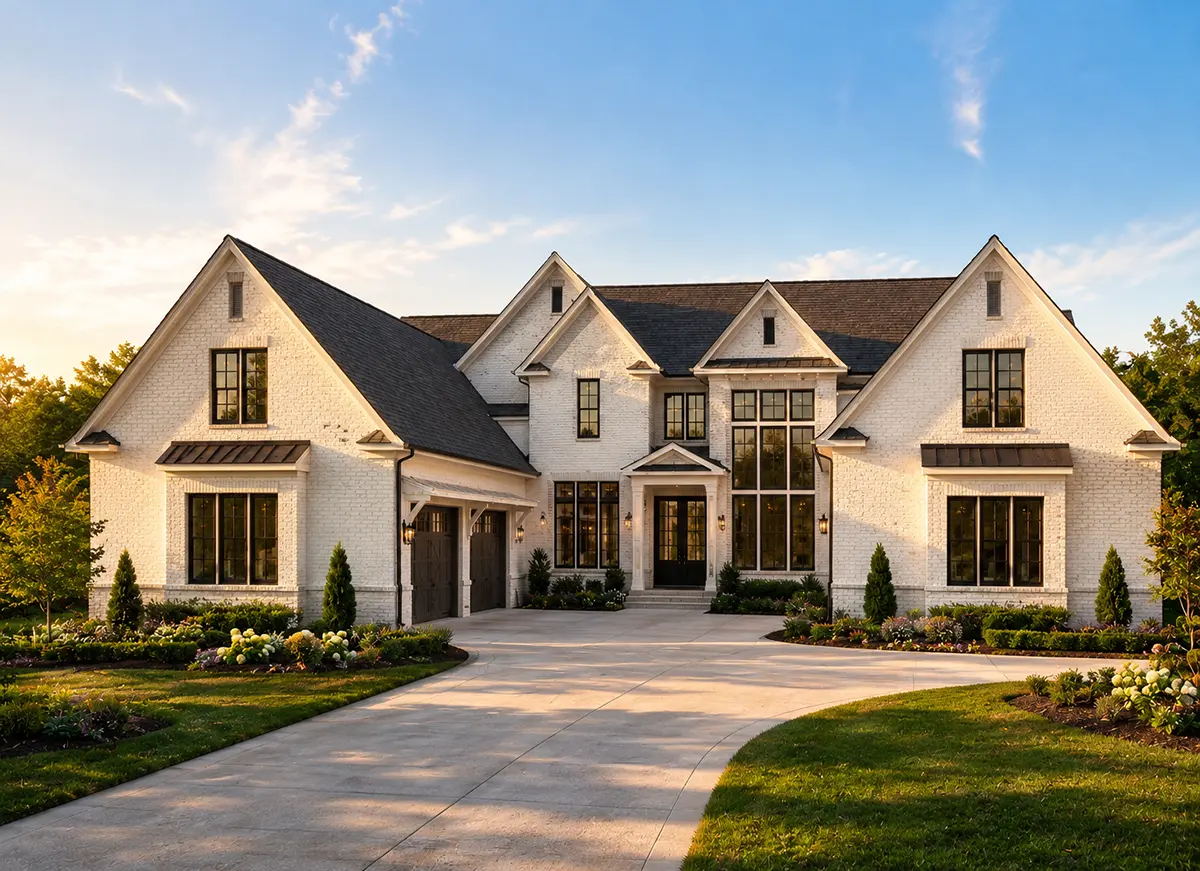 1.5-Story House Plan 5168 ft²: 4 Beds, Home Office, 6 Baths, Open Floor Plan, 4-Car Garage