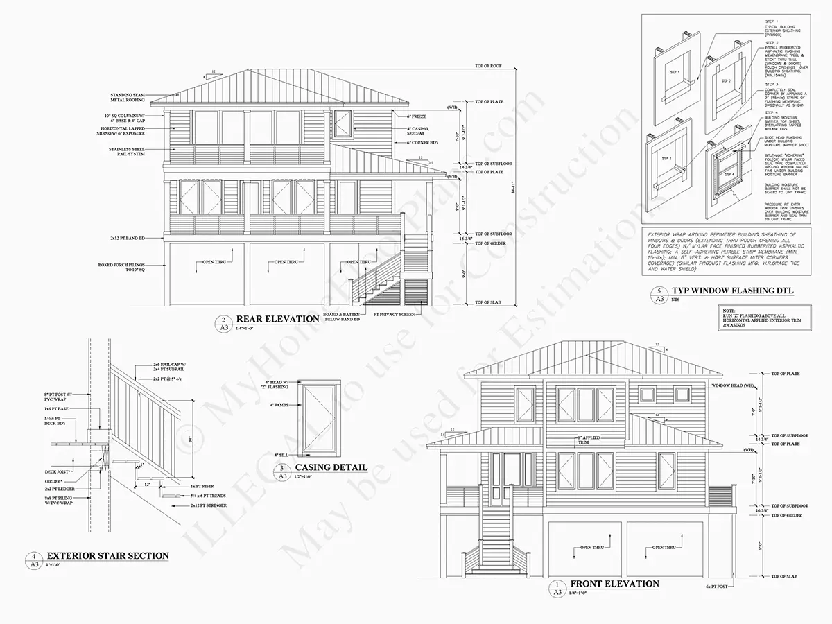 3-Story House Plan 3001 ft²: 4 Beds, Home Office, 4.5 Baths, Open Floor Plan, 4-Car Garage