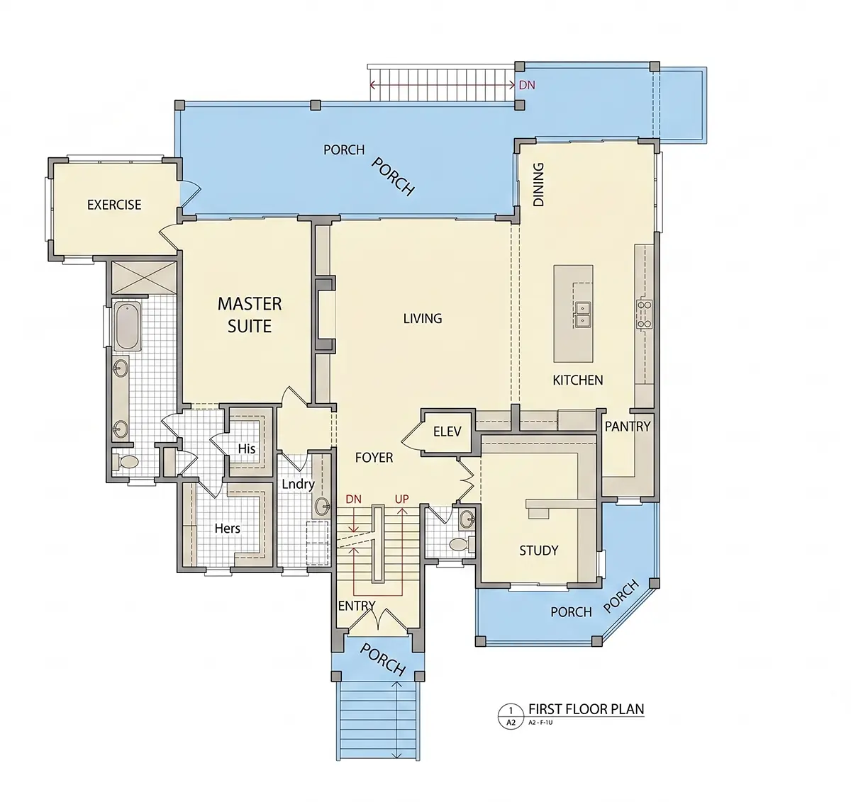 3-Story House Plan 4116 ft²: 4 Beds, Home Office, 3.5 Baths, Open Floor Plan, 4-Car Garage