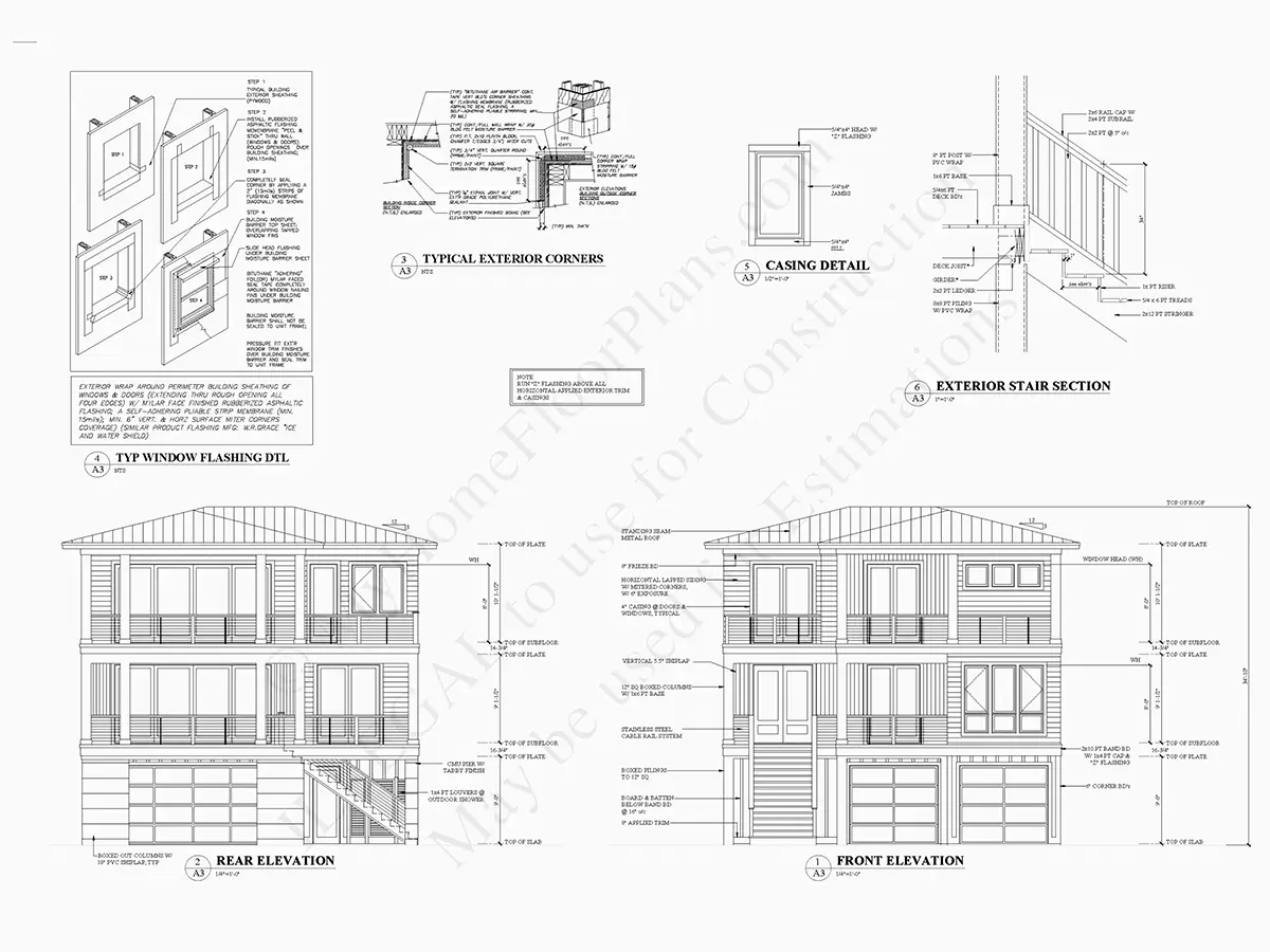 3-Story House Plan 4803 ft²: 5 Beds, Home Office, 5.5 Baths, Open Floor Plan, 4-Car Garage