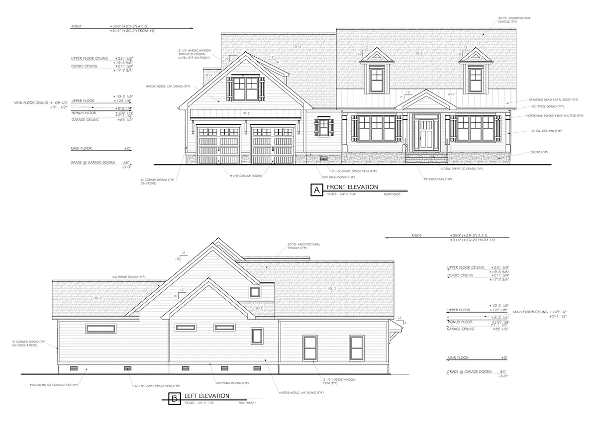 1.5-Story House Plan 2920 ft²: 3 Beds, 3.5 Baths, Open Floor Plan, 2-Car Garage