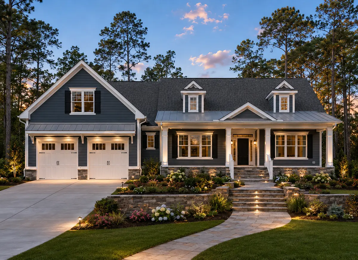 1.5-Story House Plan 2920 ft²: 3 Beds, 3.5 Baths, Open Floor Plan, 2-Car Garage