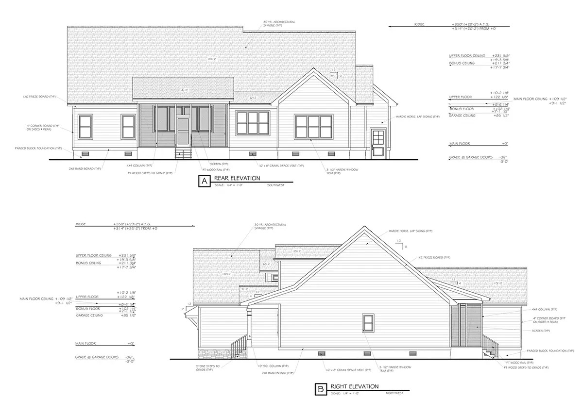 1.5-Story House Plan 2920 ft²: 3 Beds, 3.5 Baths, Open Floor Plan, 2-Car Garage
