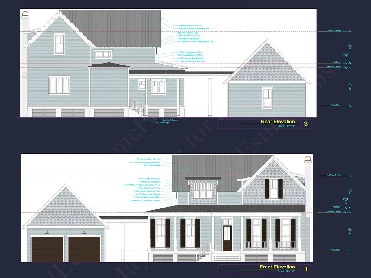 2-Story House Plan 2964 ft²: 3 Beds, Home Office, 4 Baths, Open Floor Plan, 2-Car Garage