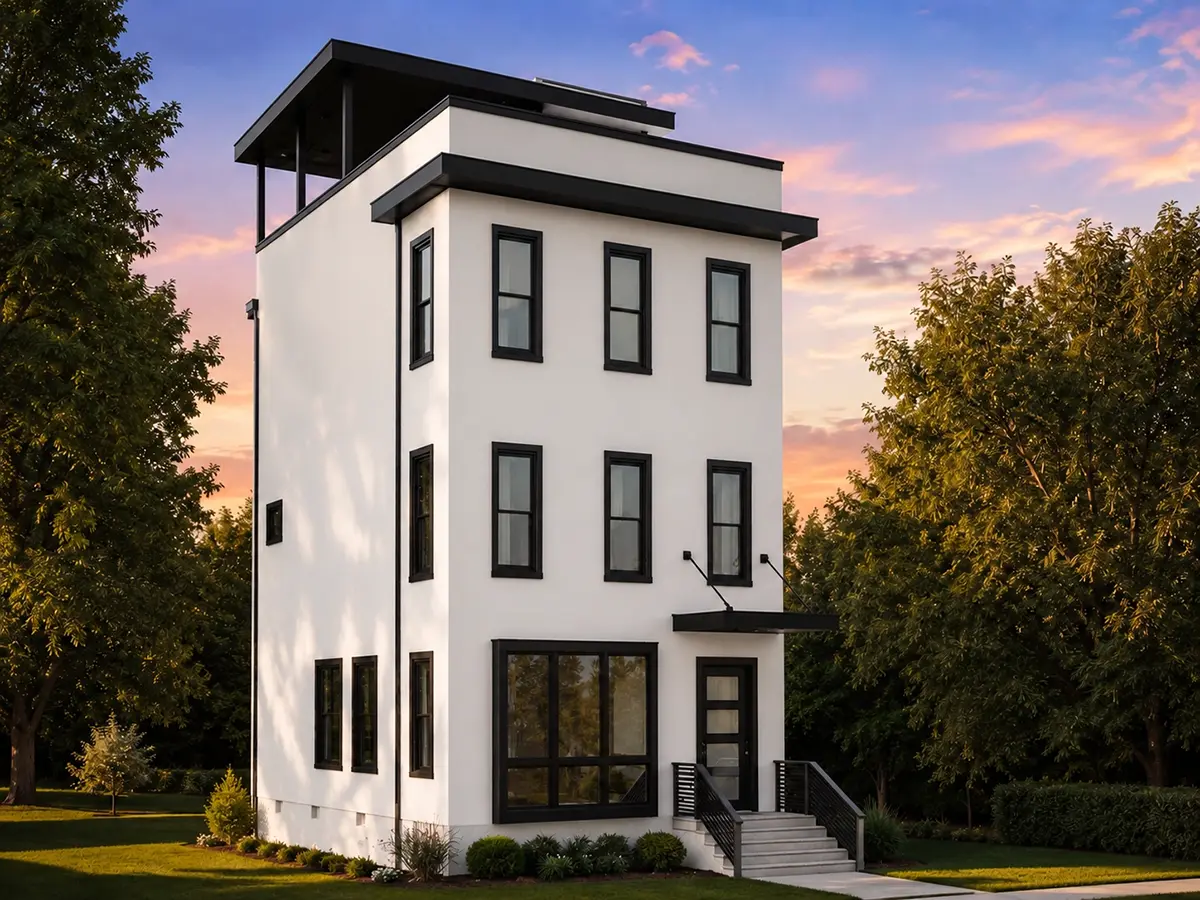 3-Story House Plan 2155 ft²: 3 Beds, Home Office, 2.5 Baths, Open Floor Plan, without Garage