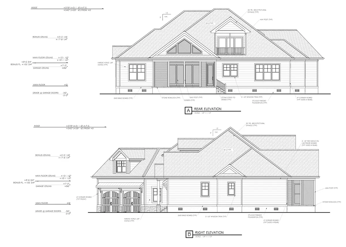 1.5-Story House Plan 3251 ft²: 4 Beds, 3 Baths, Open Floor Plan, 2-Car Garage