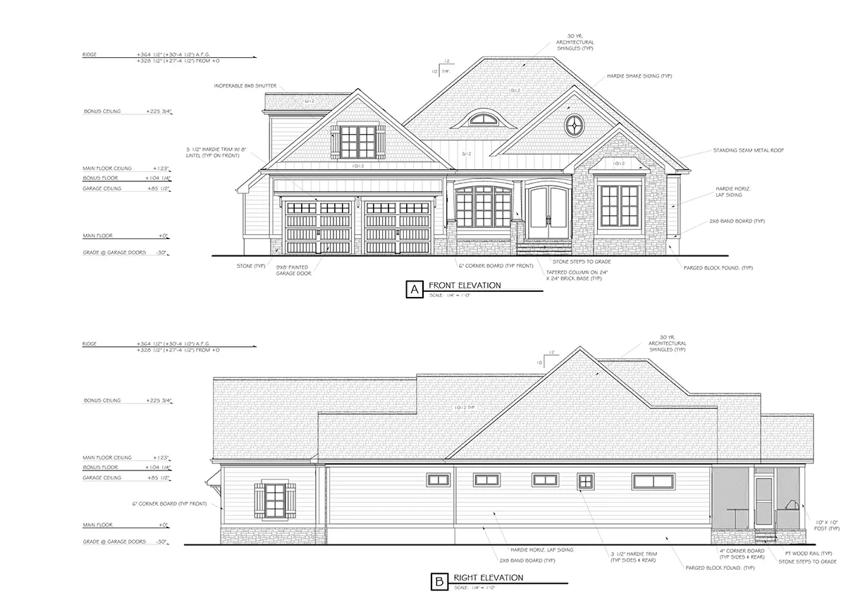 1.5-Story House Plan 2709 ft²: 2 Beds, Home Office, 4 Baths, Open Floor Plan, 2-Car Garage