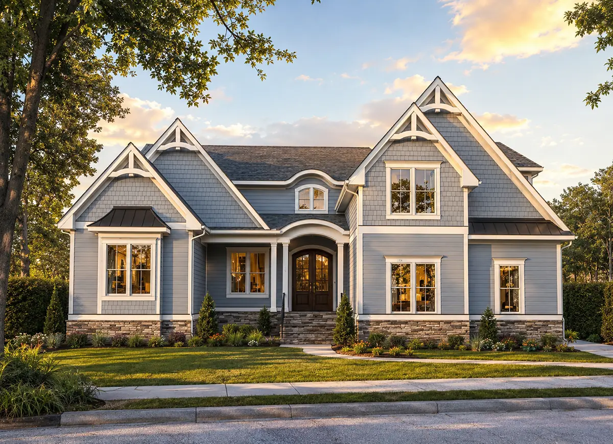1.5-Story House Plan 3273 ft²: 3 Beds, Home Office, 3.5 Baths, Open Floor Plan, 2-Car Garage
