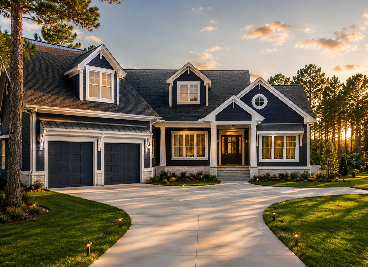 1.5-Story House Plan 2827 ft²: 4 Beds, 3.5 Baths, Open Floor Plan, 2-Car Garage