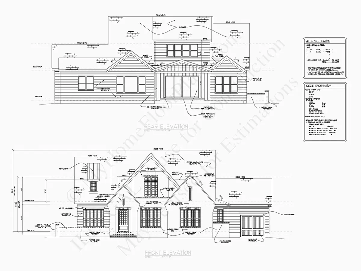1.5-Story House Plan 4082 ft²: 4 Beds, Home Office, 5 Baths, Open Floor Plan, 3-Car Garage