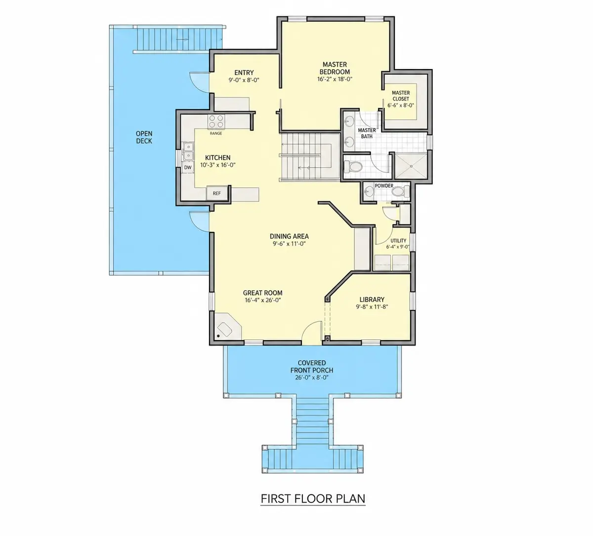 Main Floor 27 – 3-Story House Plan 2197 ft²: 3 Beds, 3 Baths, without Garage — 44908R
