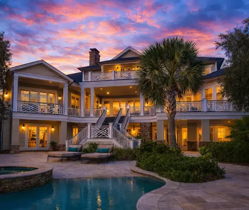 Thumbnail 1 – 3-Story House Plan 6300 ft²: 5 Beds, Home Office, 6 Baths, Open Floor Plan, 2-Car Garage — 10297R