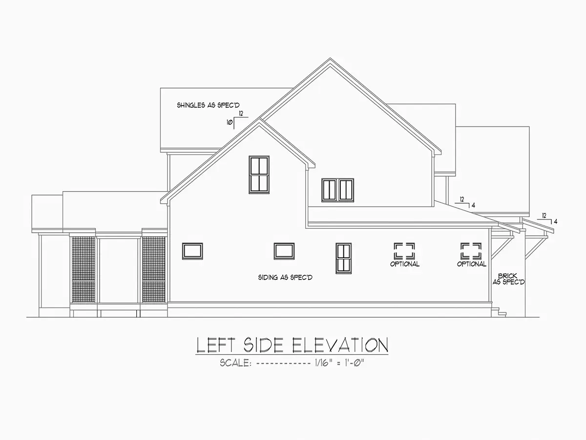 Exterior Elevations 6 – 2-Story House Plan 4132 ft²: 4 Beds, Home Office, 4.5 Baths, Open Floor Plan, 3-Car Garage — 50641R