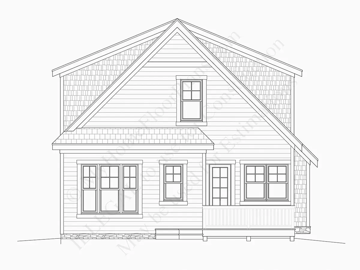 Exterior Elevations 8 – 1.5-Story House Plan 3145 ft²: 4 Beds, Home Office, 3 Baths, Open Floor Plan, without Garage — 57107R