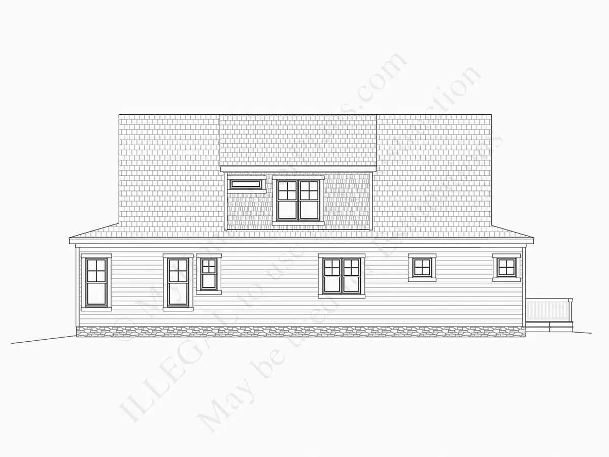 Exterior Elevations 10 – 1.5-Story House Plan 3145 ft²: 4 Beds, Home Office, 3 Baths, Open Floor Plan, without Garage — 57107R