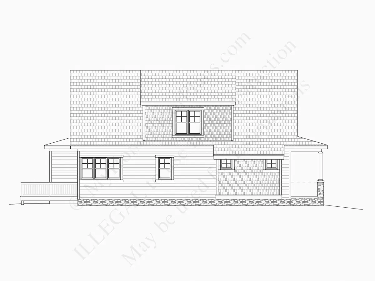 Exterior Elevations 9 – 1.5-Story House Plan 3145 ft²: 4 Beds, Home Office, 3 Baths, Open Floor Plan, without Garage — 57107R