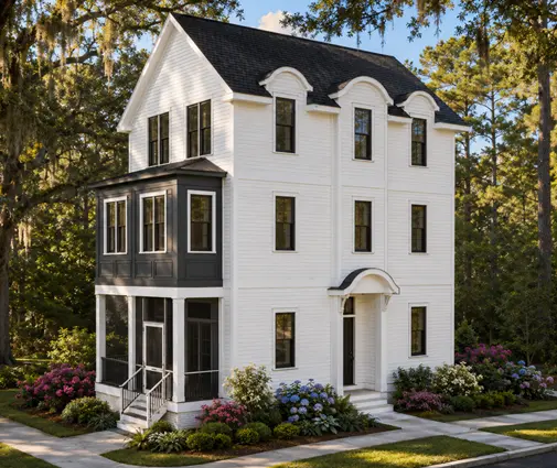 Thumbnail 1 – 3-Story House Plan 2707 ft²: 5 Beds, Home Office, 3.5 Baths, Open Floor Plan, without Garage — 24322R