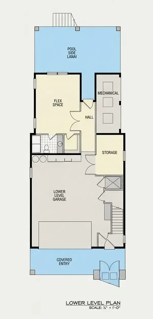 Basement 24 – 3-Story House Plan 4005 ft²: 3 Beds, 4 Baths, Open Floor Plan, 2-Car Garage — 58990R