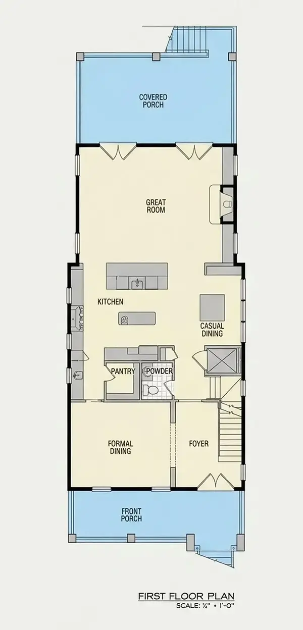 Main Floor 25 – 3-Story House Plan 4005 ft²: 3 Beds, 4 Baths, Open Floor Plan, 2-Car Garage — 58990R