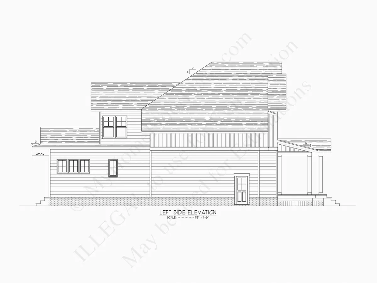 Exterior Elevations 19 – 2-Story House Plan 3154 ft²: 3 Beds, Home Office, 3.5 Baths, Open Floor Plan, 2-Car Garage — 21252R