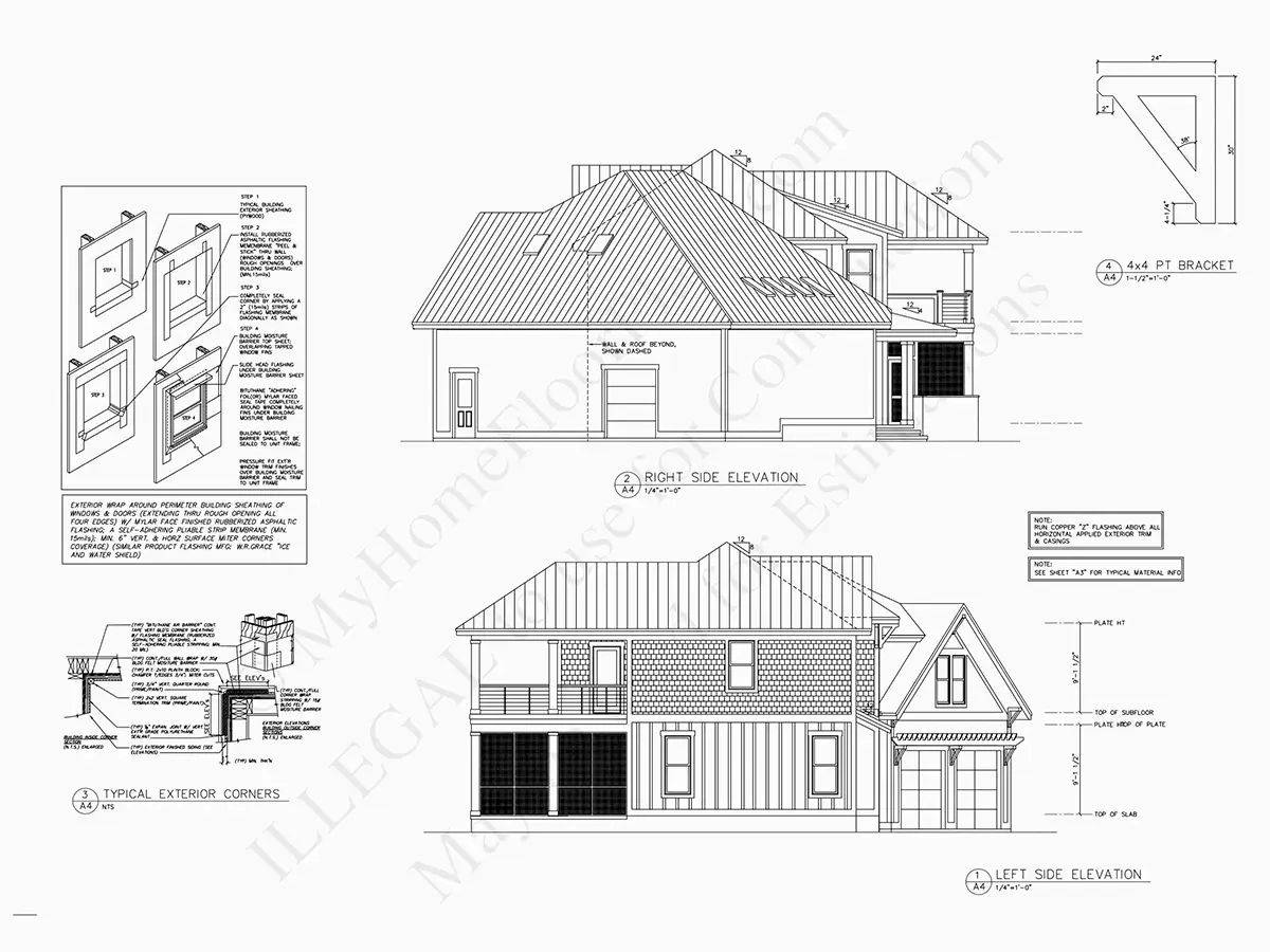 Exterior Elevations 7 – More House Plan 4057 ft²: 3 Beds, 3.5 Baths, 3-Car Garage — 81823R