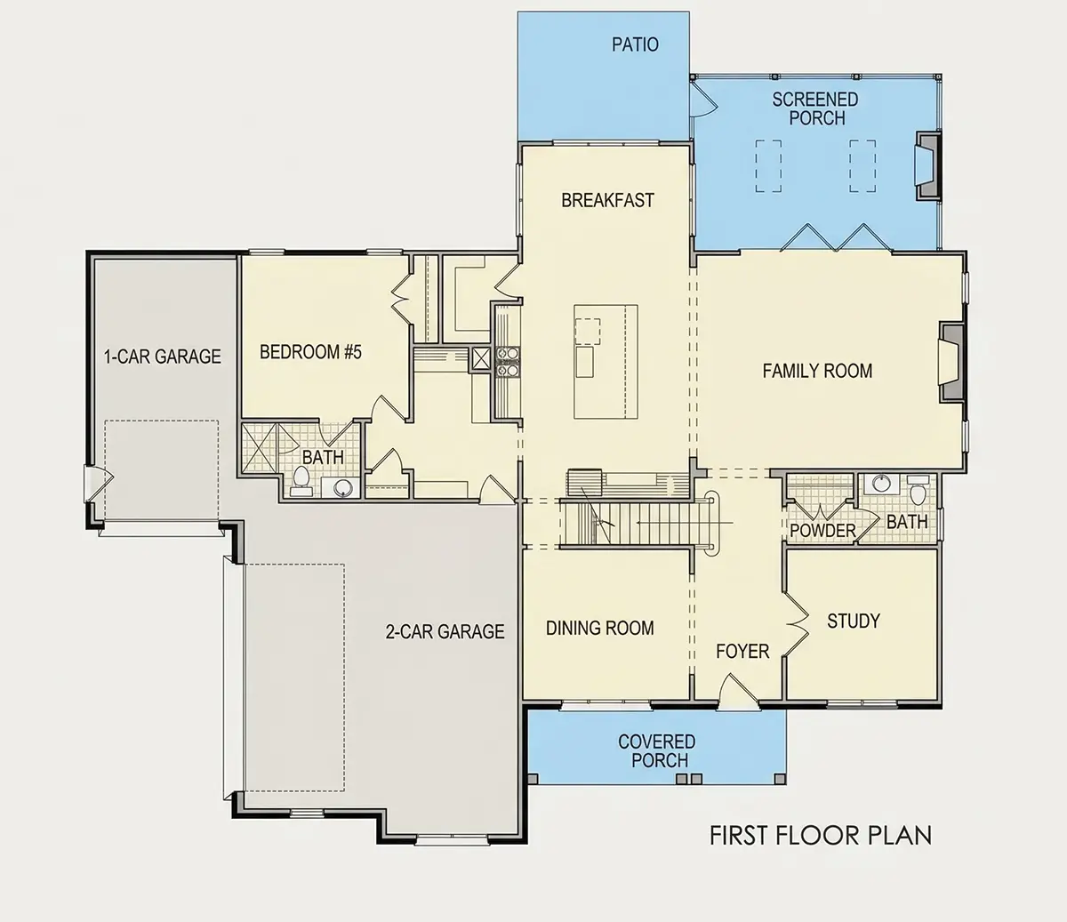 Main Floor 8 – 3-Story House Plan 4001 ft²: 5 Beds, Home Office, 5.5 Baths, Open Floor Plan, 3-Car Garage — 29445R