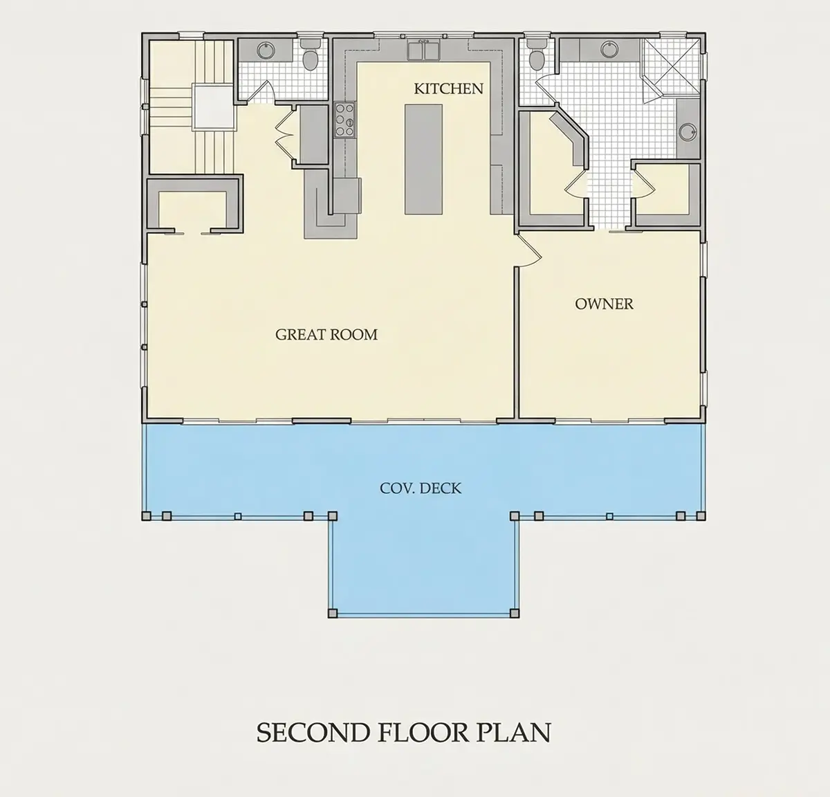 Second Floor 26 – 2-Story House Plan 2966 ft²: 4 Beds, 4.5 Baths, 3-Car Garage — 10386R